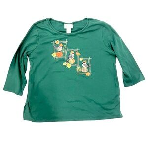 Vintage Alfred Dunner Embroidered Birds Autumn Sparkly Shirt